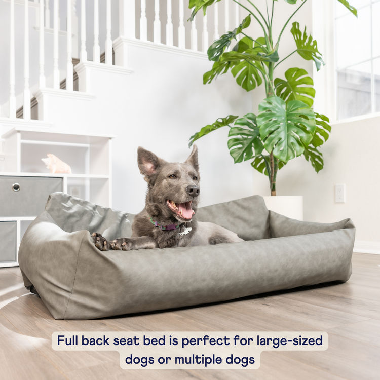 PupProtector™ Faux Leather Memory Foam Dog Car Bed - Slate Grey