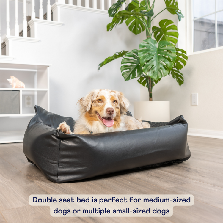 PupProtector™ Faux Leather Memory Foam Dog Car Bed - Black