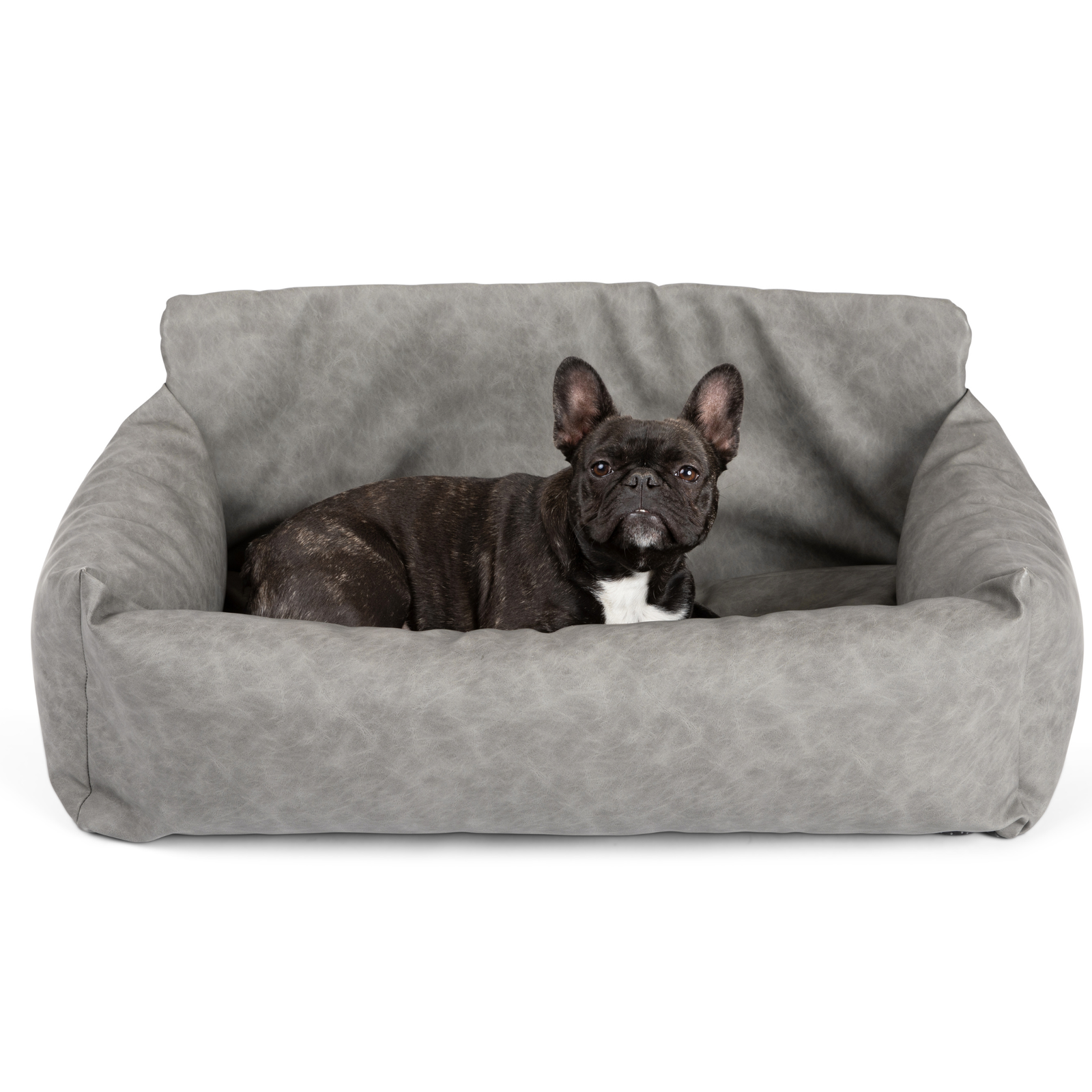 Grey leather dog 2024 bed