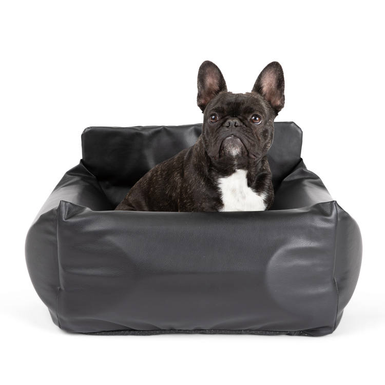 PupProtector™ Faux Leather Memory Foam Dog Car Bed - Black