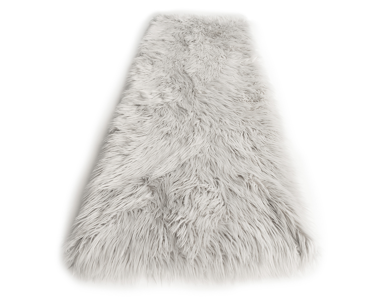 PupRug™ Runner Faux Fur Memory Foam Dog Bed Cover - Rectangle Grey (Bed Not Included)