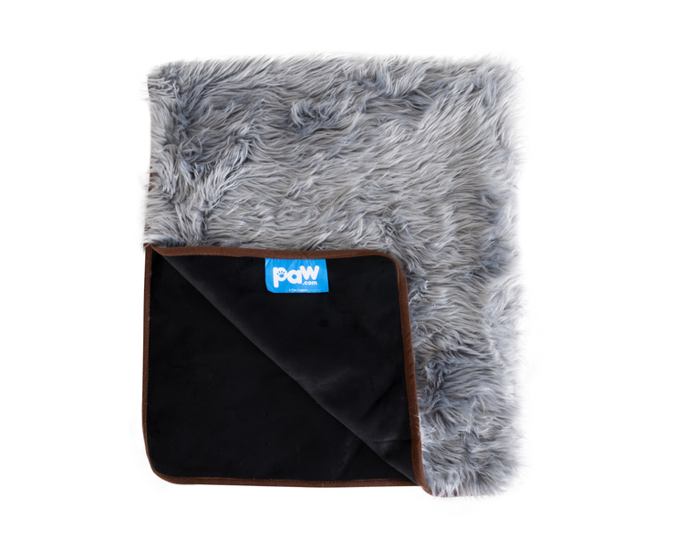 plush faux fur charcoal grey waterproof pet blanket