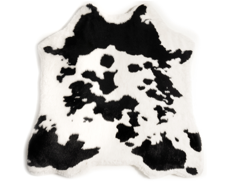 PupRug™ Animal Print Memory Foam Dog Bed Cover - Black Faux Cowhide (Bed Not Included)