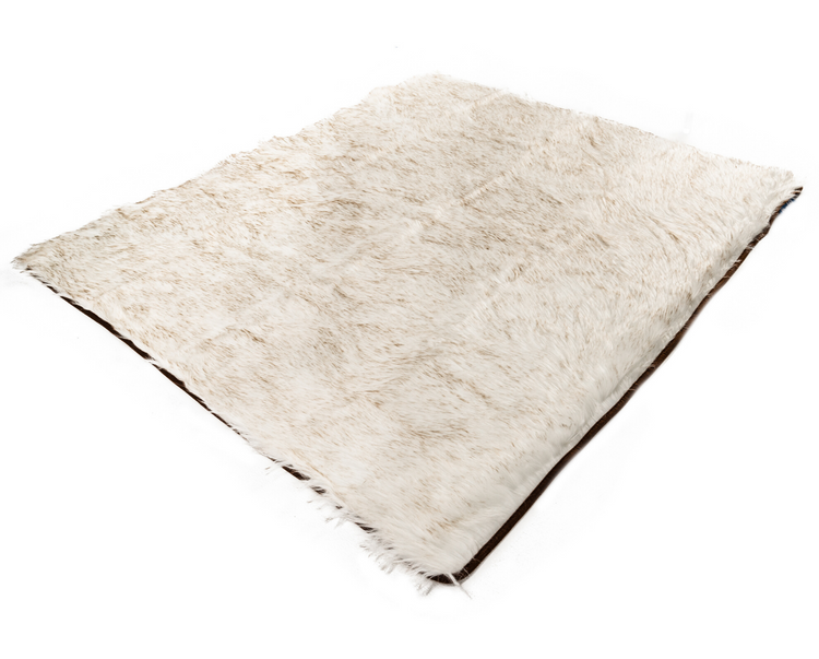 White faux fur blanket on isolated white background