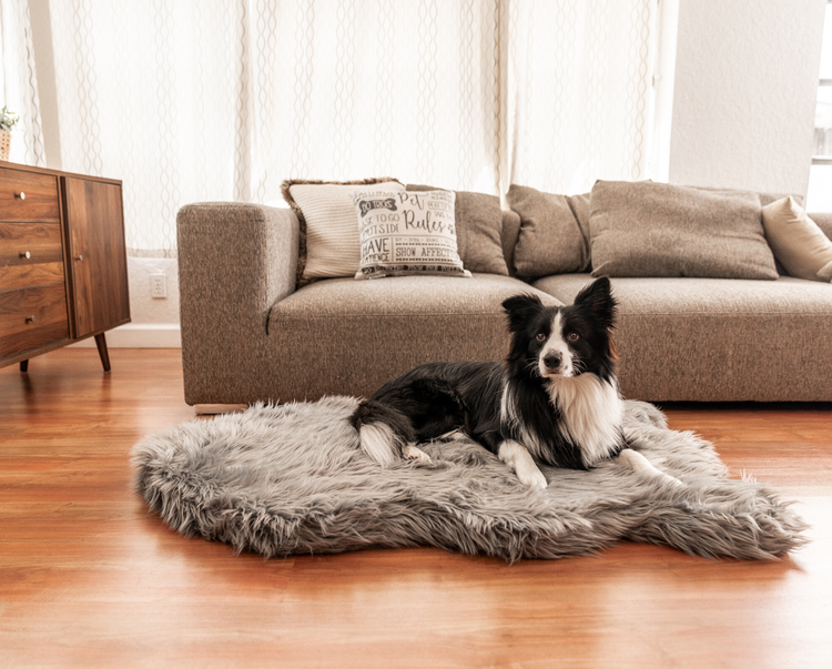 PupRug™ Faux Fur Orthopedic Dog Bed Cover - Curve Charcoal Grey (Bed Not Included)