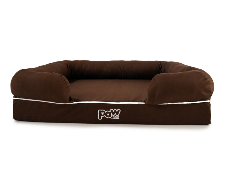 brown bolster dog bed 