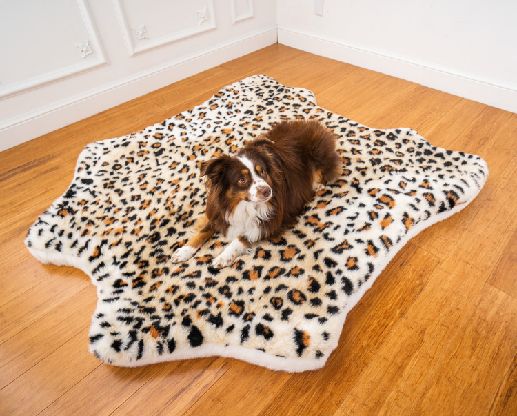 PupRug™ Animal Print Memory Foam Dog Bed Cover - Cheetah Faux Print (Bed Not Included)