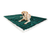 Labrador Retriever resting on green plaid blanket