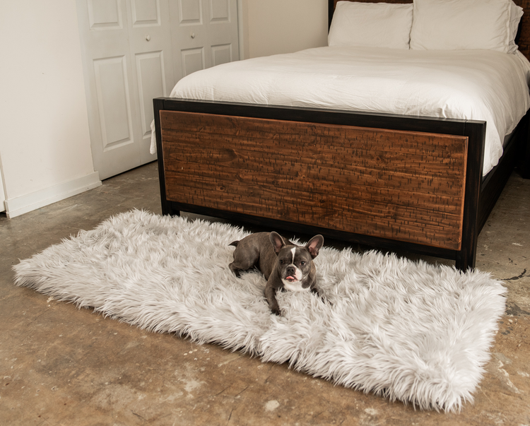 PupRug™ Runner Faux Fur Memory Foam Dog Bed - Rectangle Grey