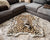 giant modern dog bed shaped like rug with faux fur animal print and furniture