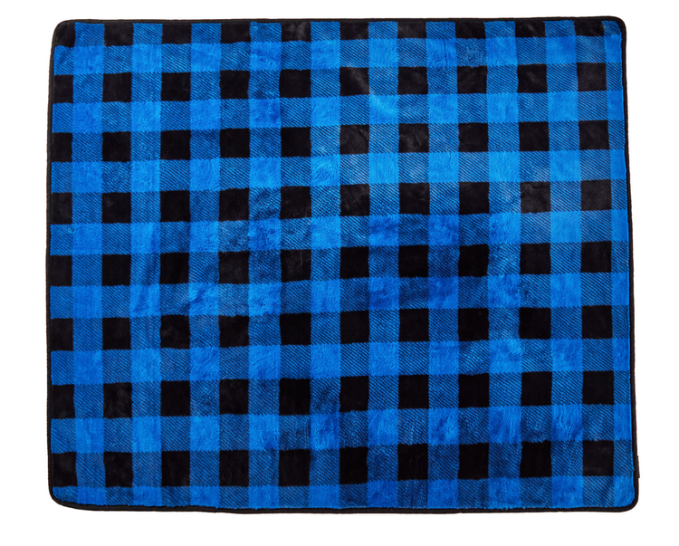 Blue Plaid Throw Blanket on white background