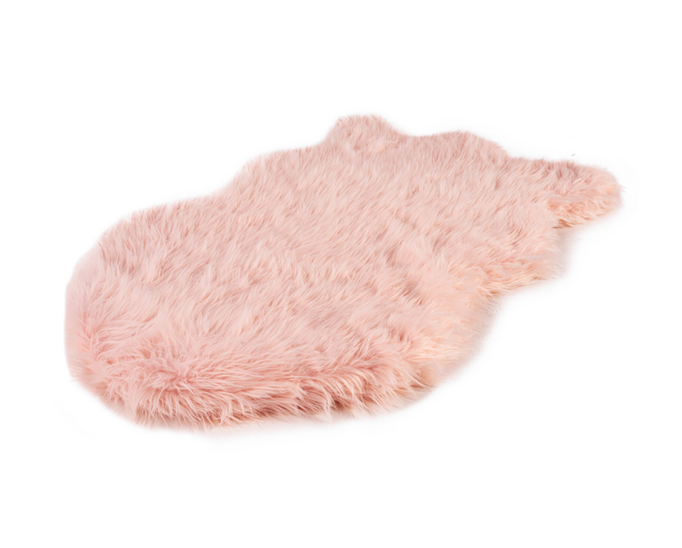 PupRug™ Faux Fur Orthopedic Dog Bed Cover - Curve Blush Pink (Bed Not Included)