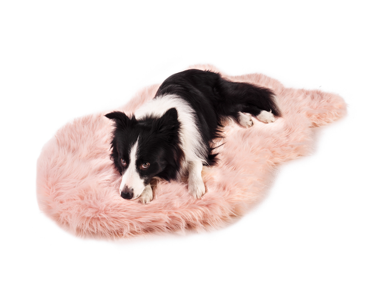 PupRug™ Faux Fur Orthopedic Dog Bed Cover - Curve Blush Pink (Bed Not Included)