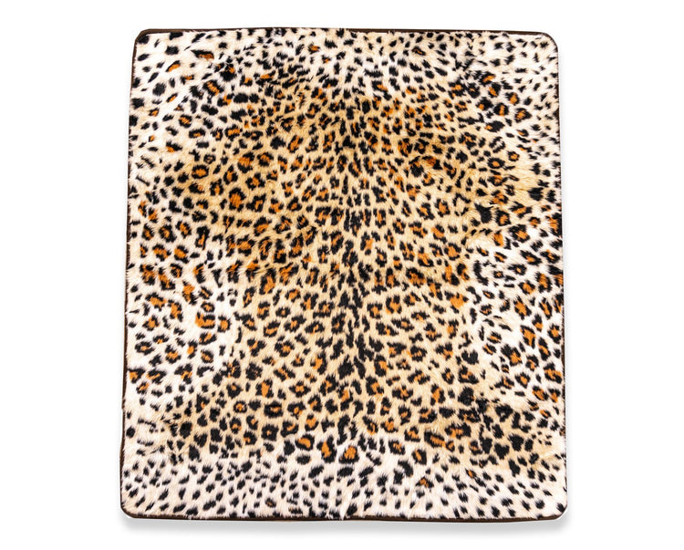 faux cheetah print blanket on white background