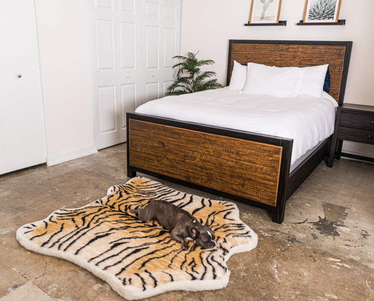 PupRug™ Animal Print Memory Foam Dog Bed - Tiger Faux Print