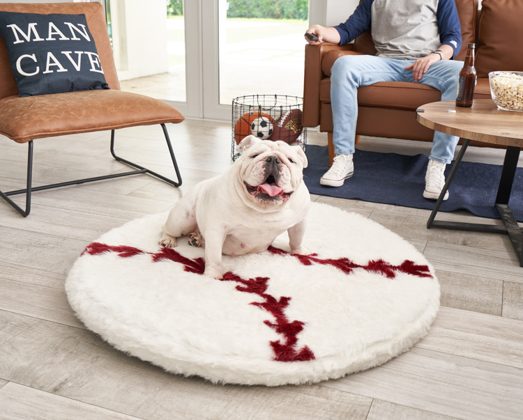 PupRug™ Faux Fur Orthopedic Dog Bed - Baseball