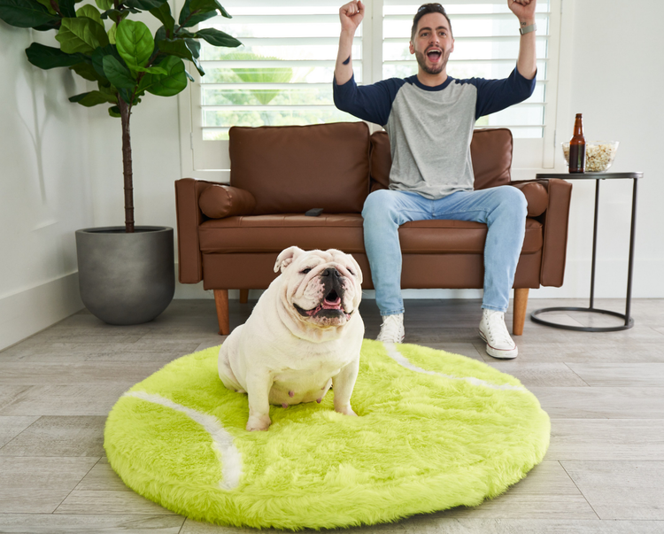 PupRug™ Faux Fur Orthopedic Dog Bed - Tennis Ball