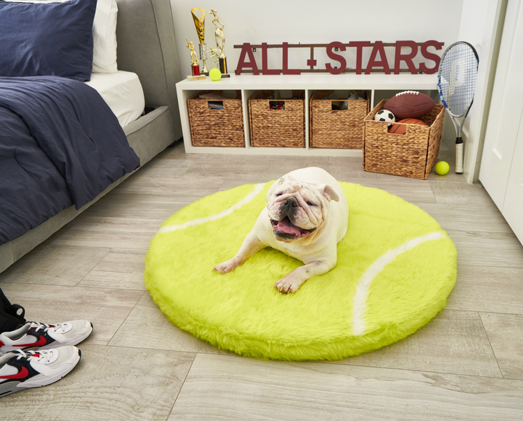 PupRug™ Faux Fur Orthopedic Dog Bed - Tennis Ball