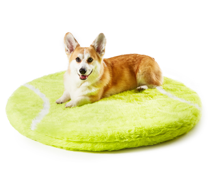 PupRug™ Faux Fur Orthopedic Dog Bed - Tennis Ball