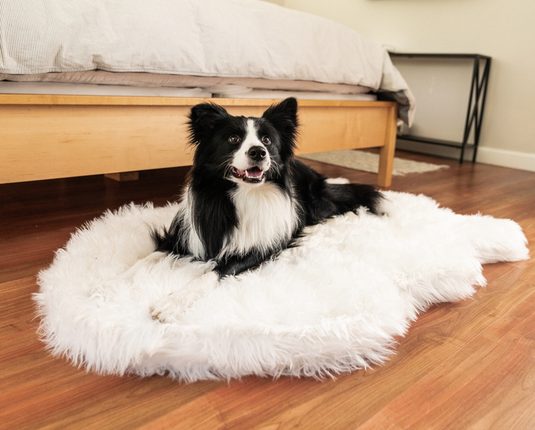 PupRug™ Faux Fur Orthopedic Dog Bed Cover - Curve Polar White (Bed Not Included)