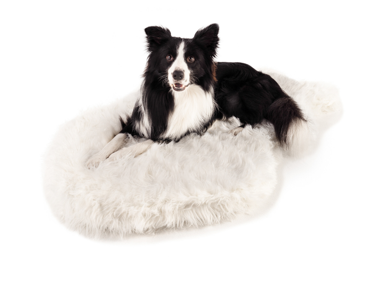 PupRug™ Faux Fur Orthopedic Dog Bed Cover - Curve Polar White (Bed Not Included)