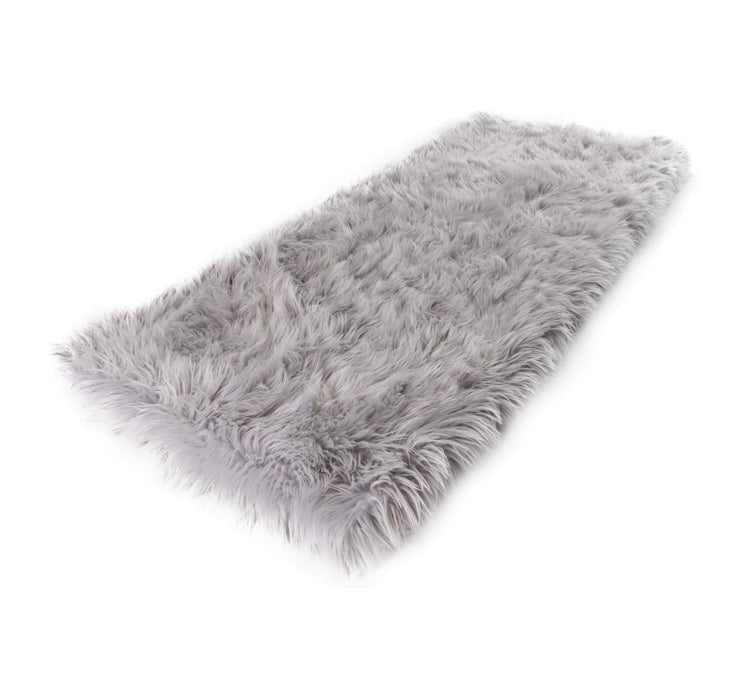 PupRug™ Runner Faux Fur Memory Foam Dog Bed - Rectangle Grey