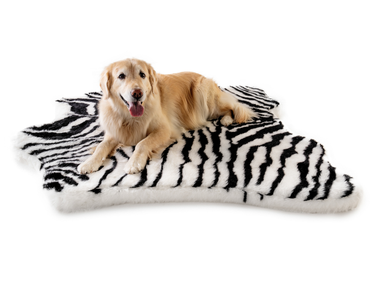 PupRug™ Animal Print Memory Foam Dog Bed Cover - Zebra Faux Print (Bed Not Included)