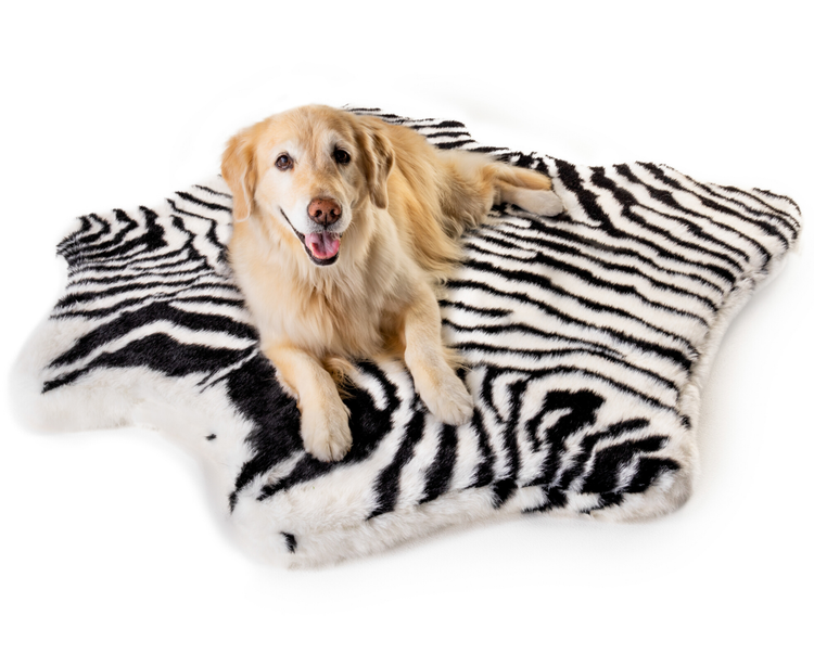 PupRug™ Animal Print Memory Foam Dog Bed Cover - Zebra Faux Print (Bed Not Included)