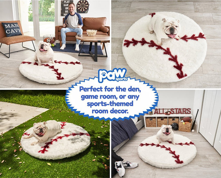 PupRug™ Faux Fur Orthopedic Dog Bed - Baseball