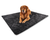 golden retriever dog resting on black faux fur throw pet blanket