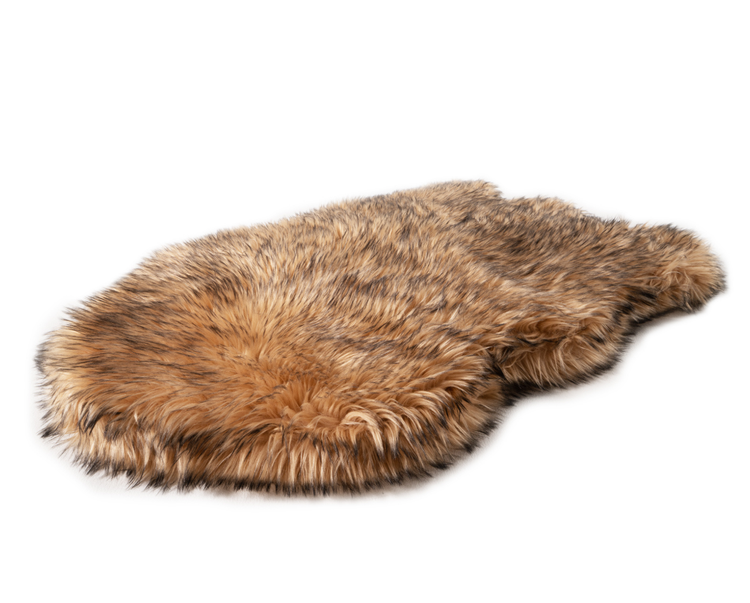 faux fur tan orthopedic pet bed 